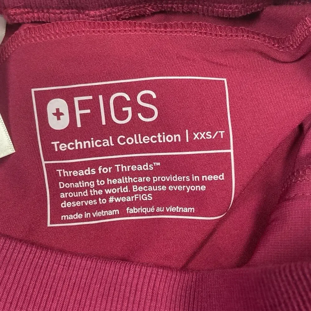 Figs Scrub Pants Women's XXS Tall Boston Slim Jogger NWT Medical Dark Pink